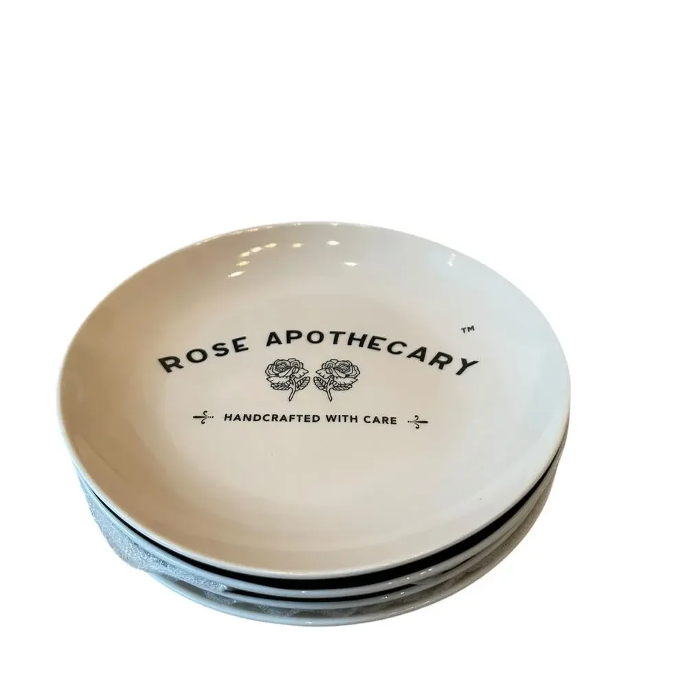 4pc Schitts Creek Halloween Rose Apothecary Appetizer Plates 6in Black Ivory NEW